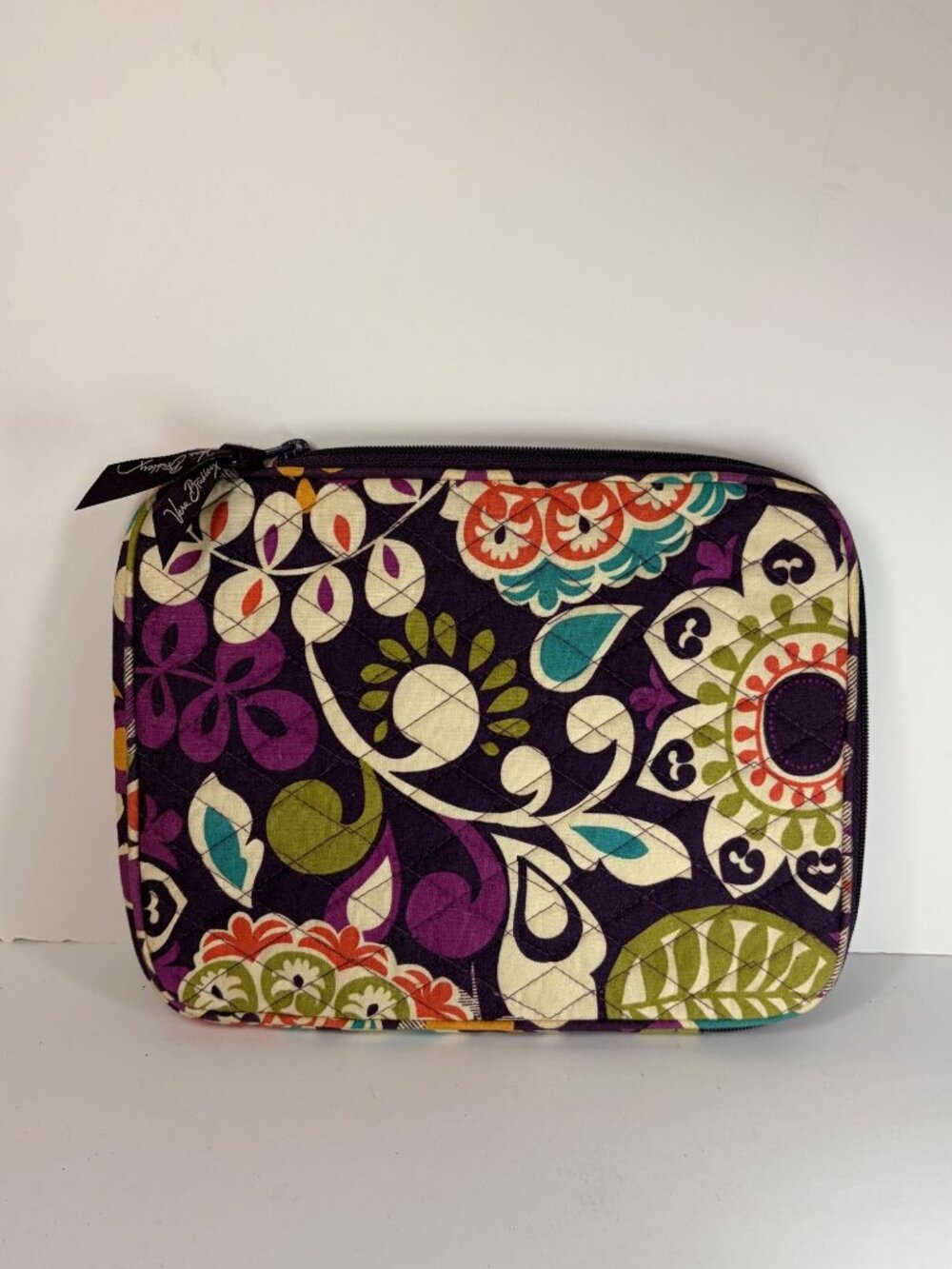 Vera Bradley Quilted Wallet Pouch Plum Orange Green Crazy Patterned Floral - Picture 1 of 5
